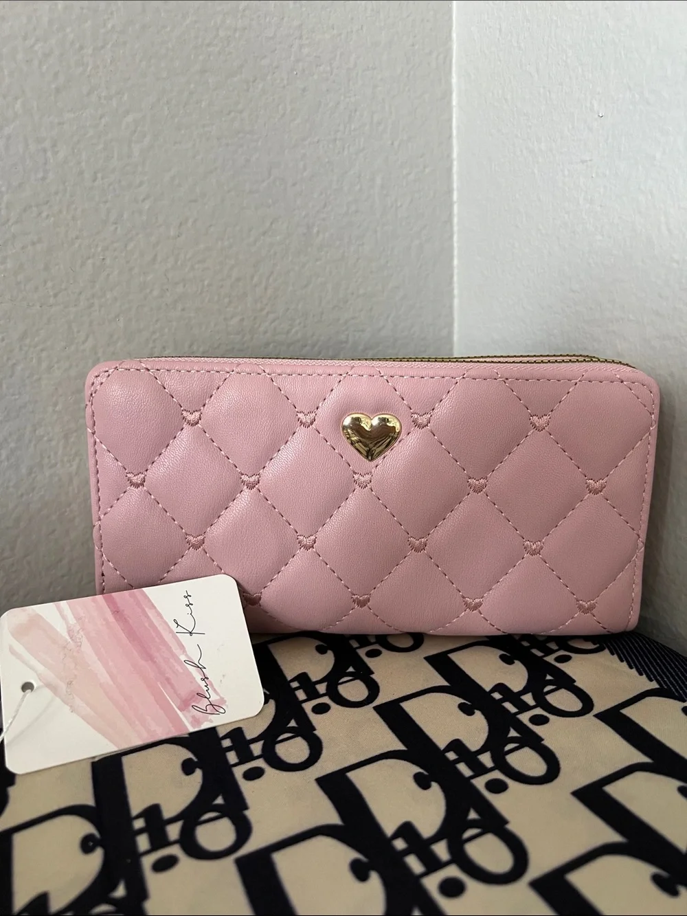 Quilted Pink Heart Zip Wallet - Unbranded - Picture 1 of 1